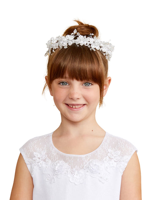 Tip Top Kids Girls White Holy Communion Special Occasion Flower Crown - SophiasStyle.com
